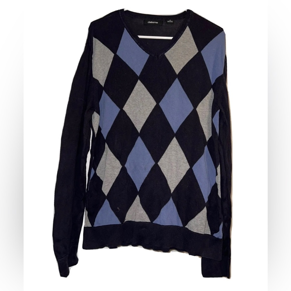 Blue and Gray Claiborne Argyle Sweater Men’s Medium